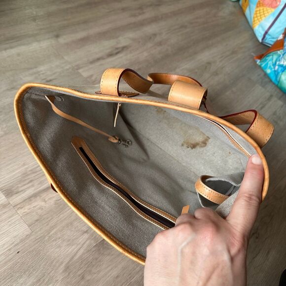 Dooney & Bourke Tote Bag Ivory Jacquard & Light Tan Vachetta Leather Lock Close - Picture 6 of 10